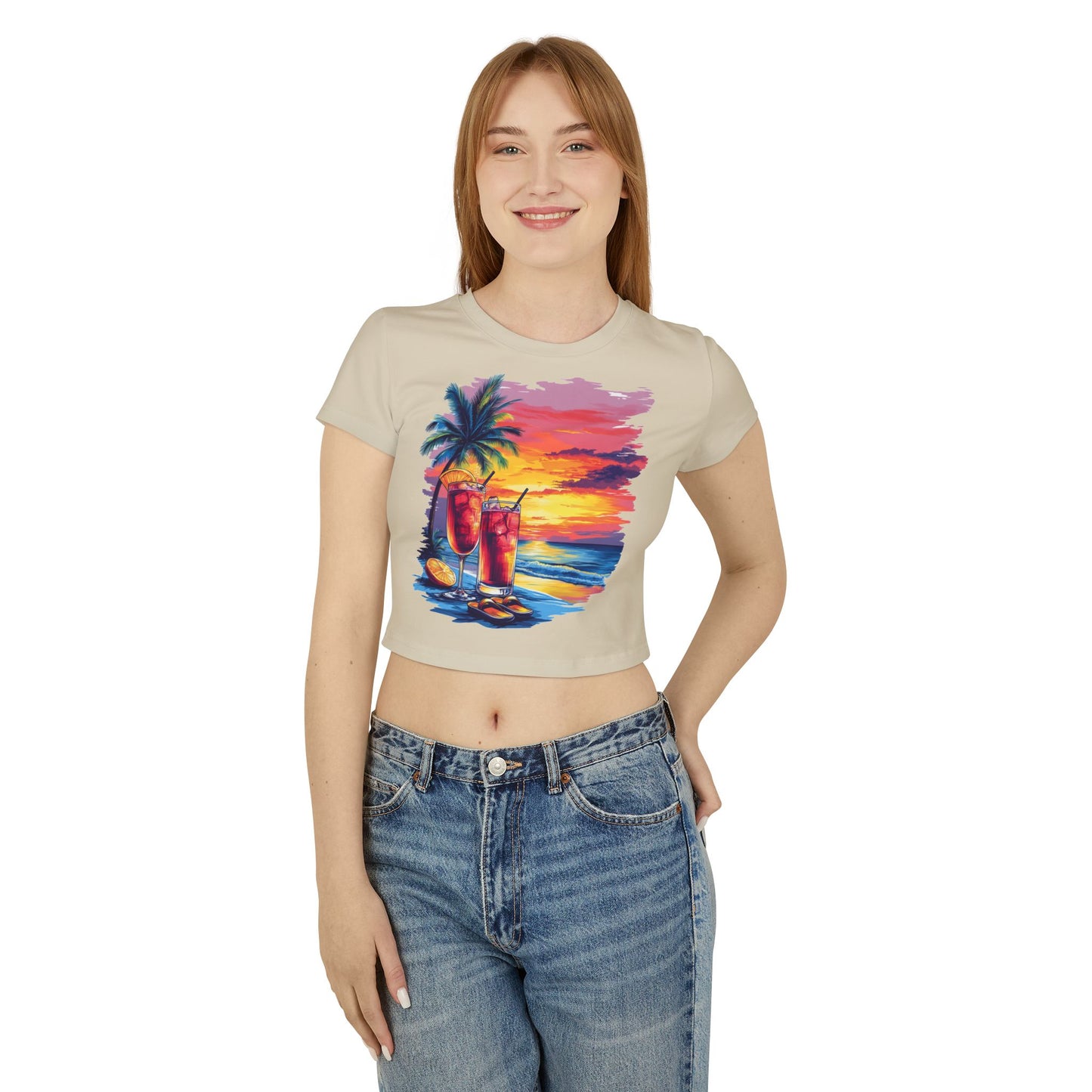 Tropical Sunset Baby Tee | Beach Vibes, Summer Fashion, Vacation Outfit, Gift for Her, Relaxed Style