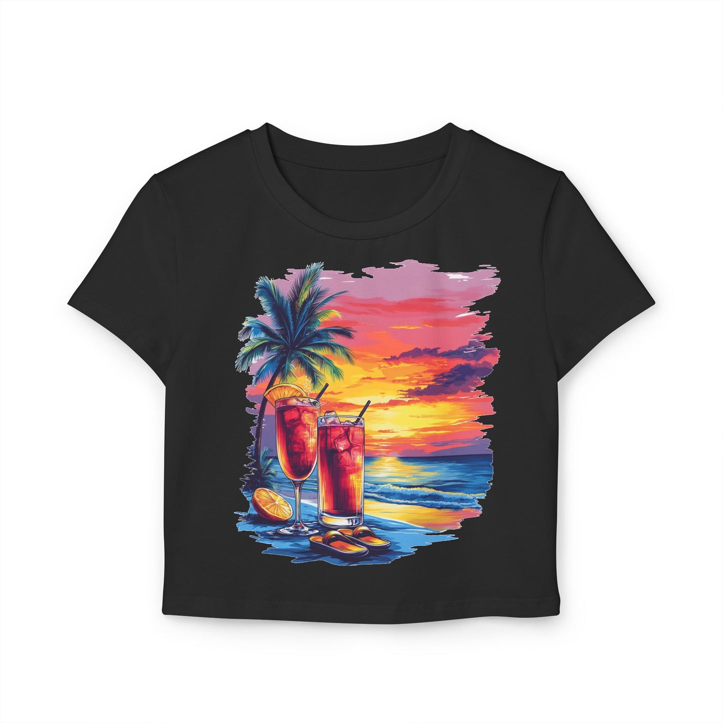 Tropical Sunset Baby Tee | Beach Vibes, Summer Fashion, Vacation Outfit, Gift for Her, Relaxed Style