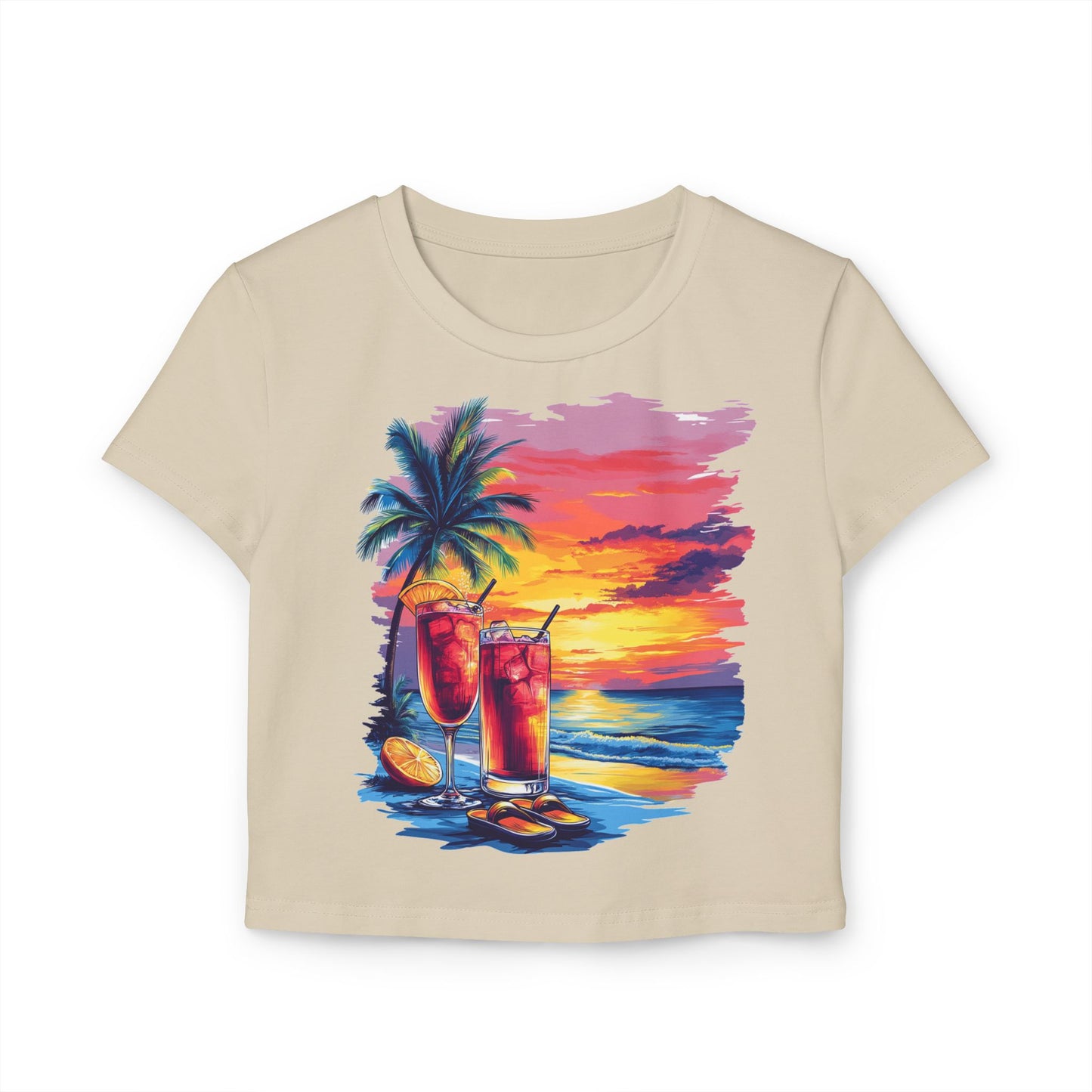 Tropical Sunset Baby Tee | Beach Vibes, Summer Fashion, Vacation Outfit, Gift for Her, Relaxed Style
